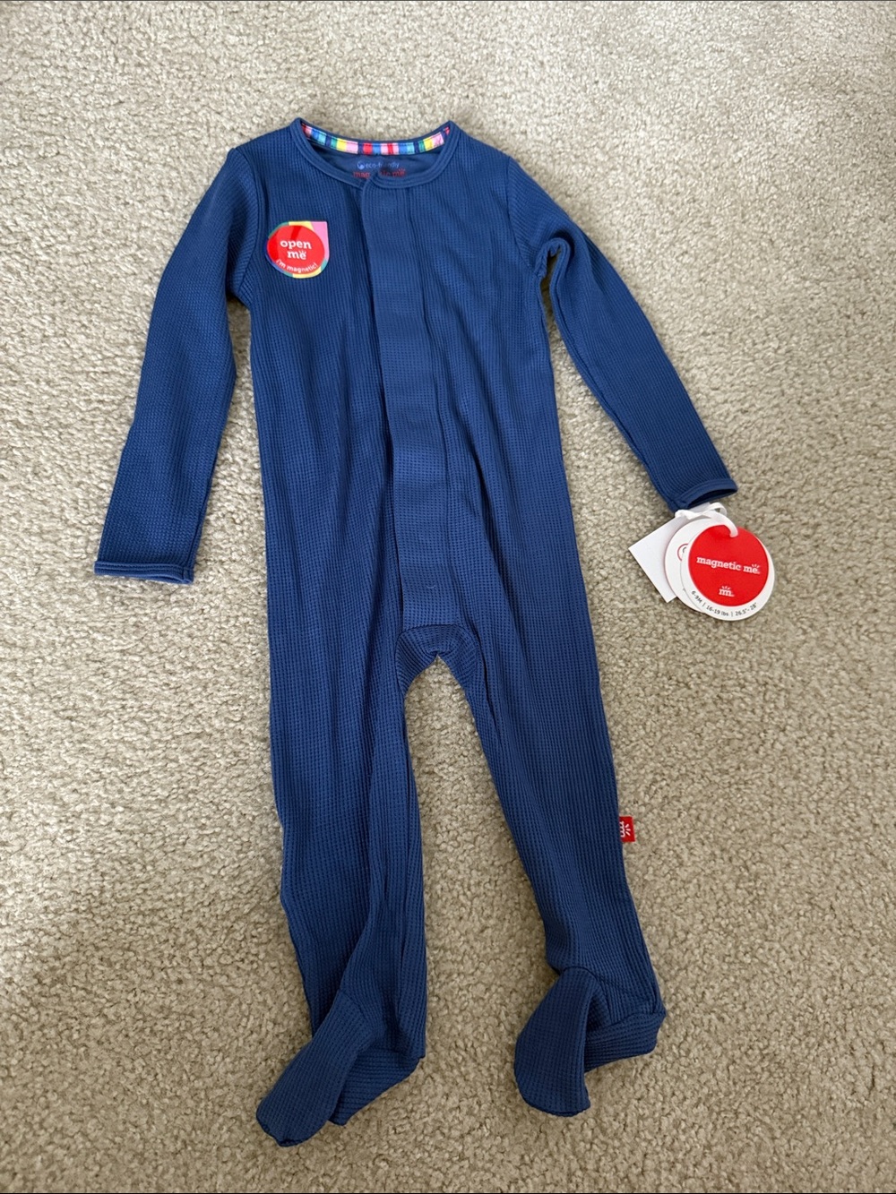 Magnetic Me Navy Ribbed Footed One-Piece